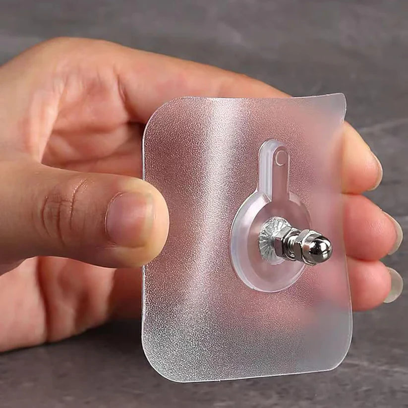 Heavy-Duty Transparent Adhesive Wall Hooks – No Drill, Strong & Reusable
